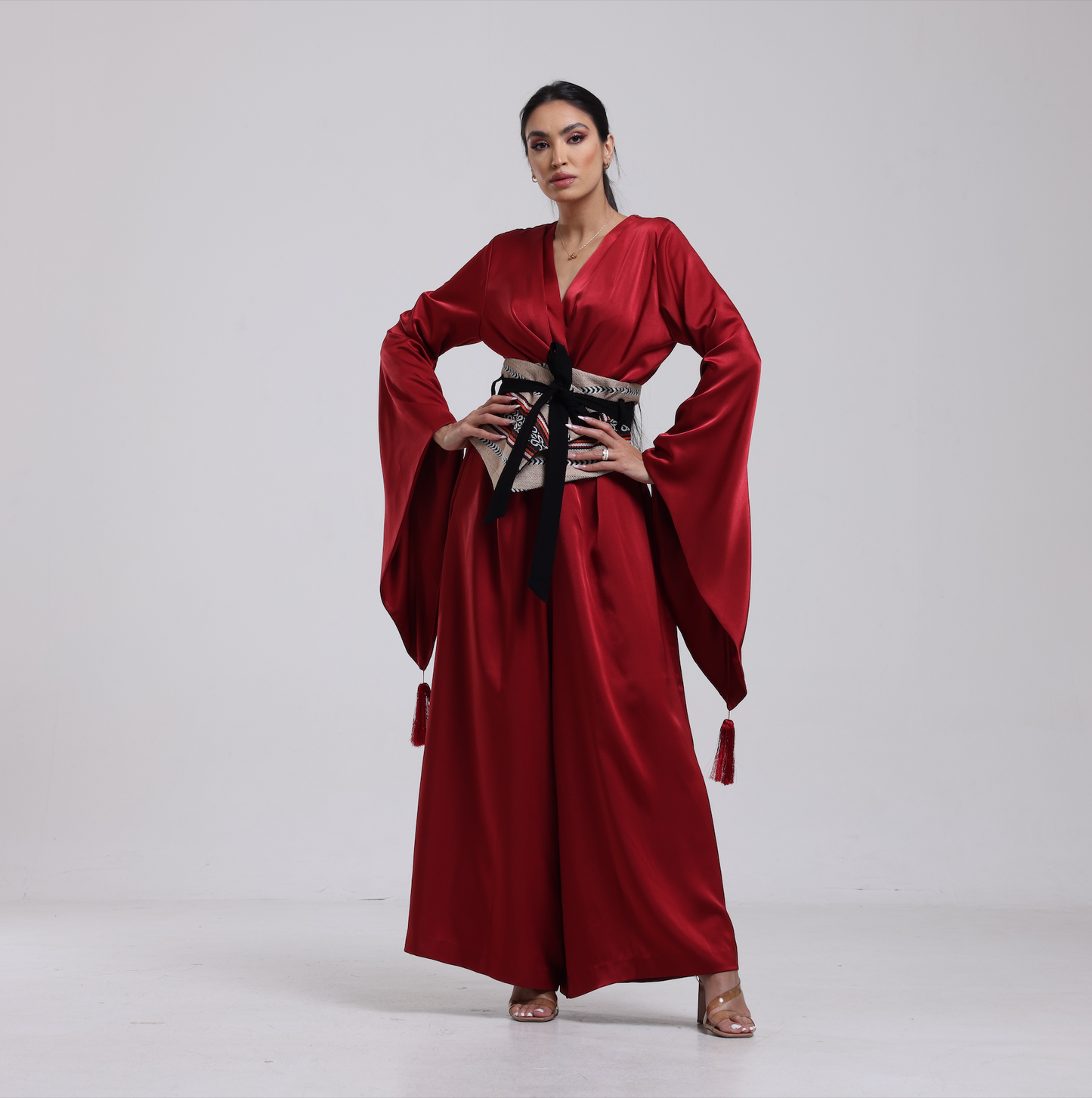 DALSH DESIGNS - Wide-Leg Jumpsuit with Sadu Wrap Belt