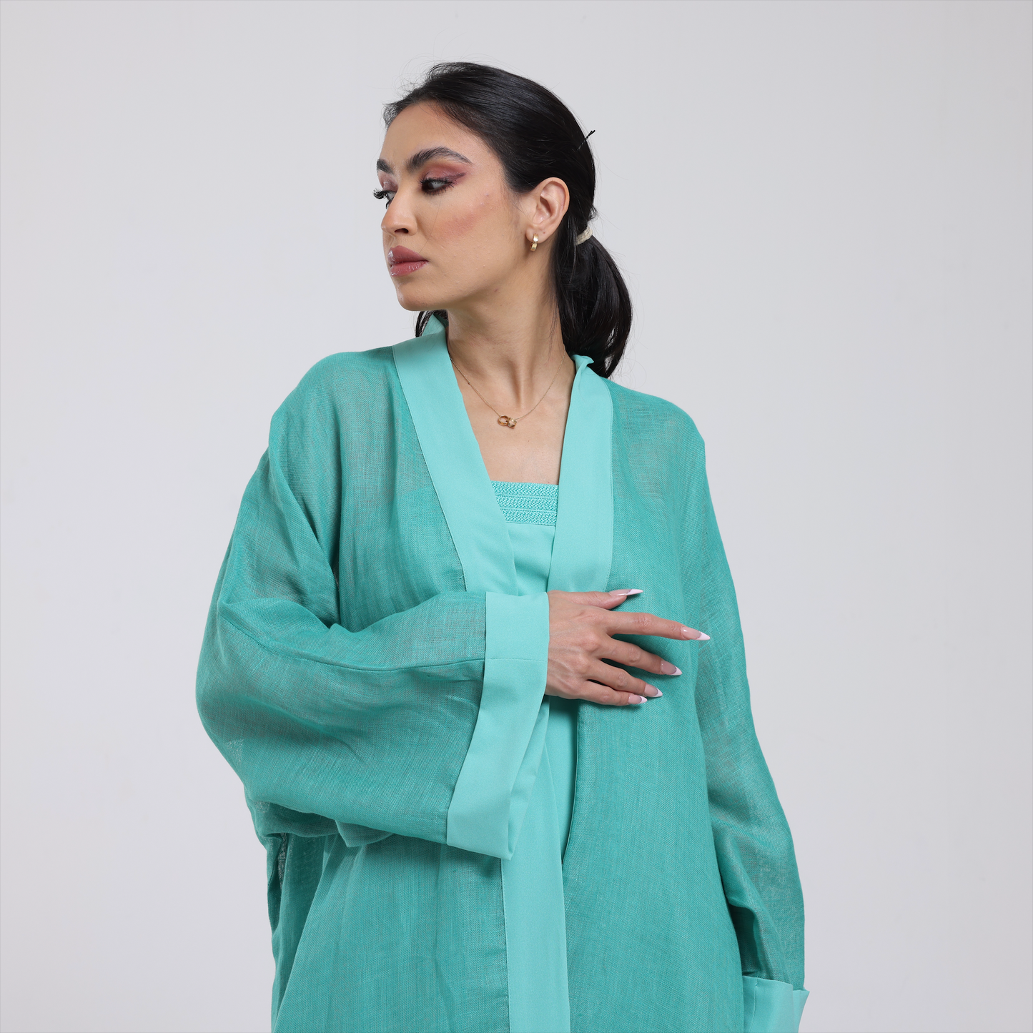 DALSH DESIGNS - Turquoise Abaya-Dress Ensemble