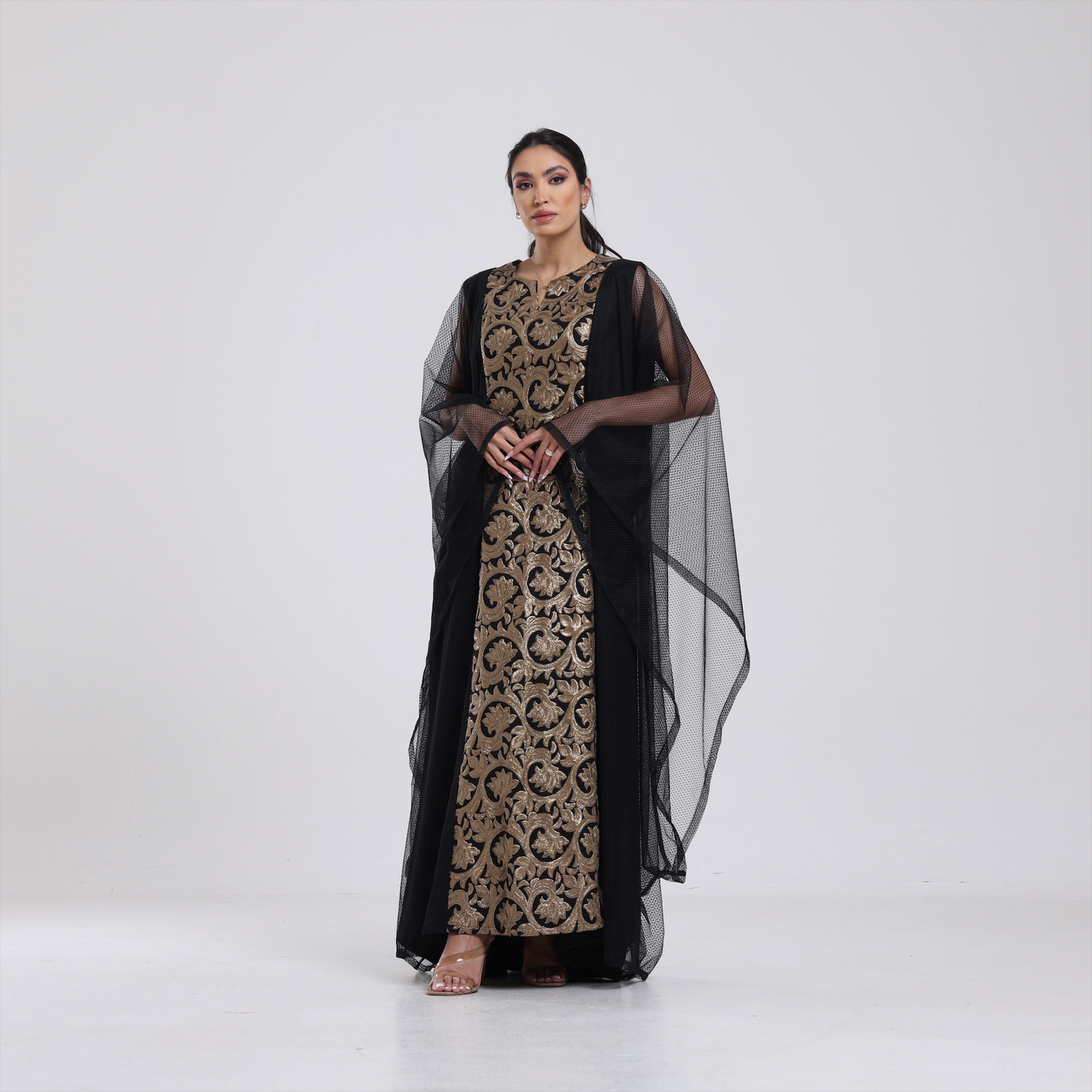 DALSH DESIGNS - Bat-Winged Kaftan with Gold Embroidery