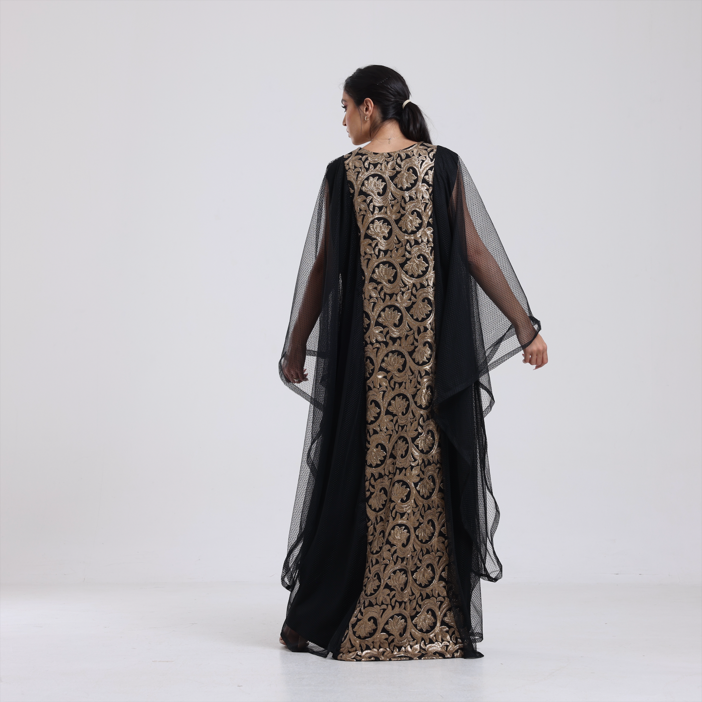 DALSH DESIGNS - Bat-Winged Kaftan with Gold Embroidery