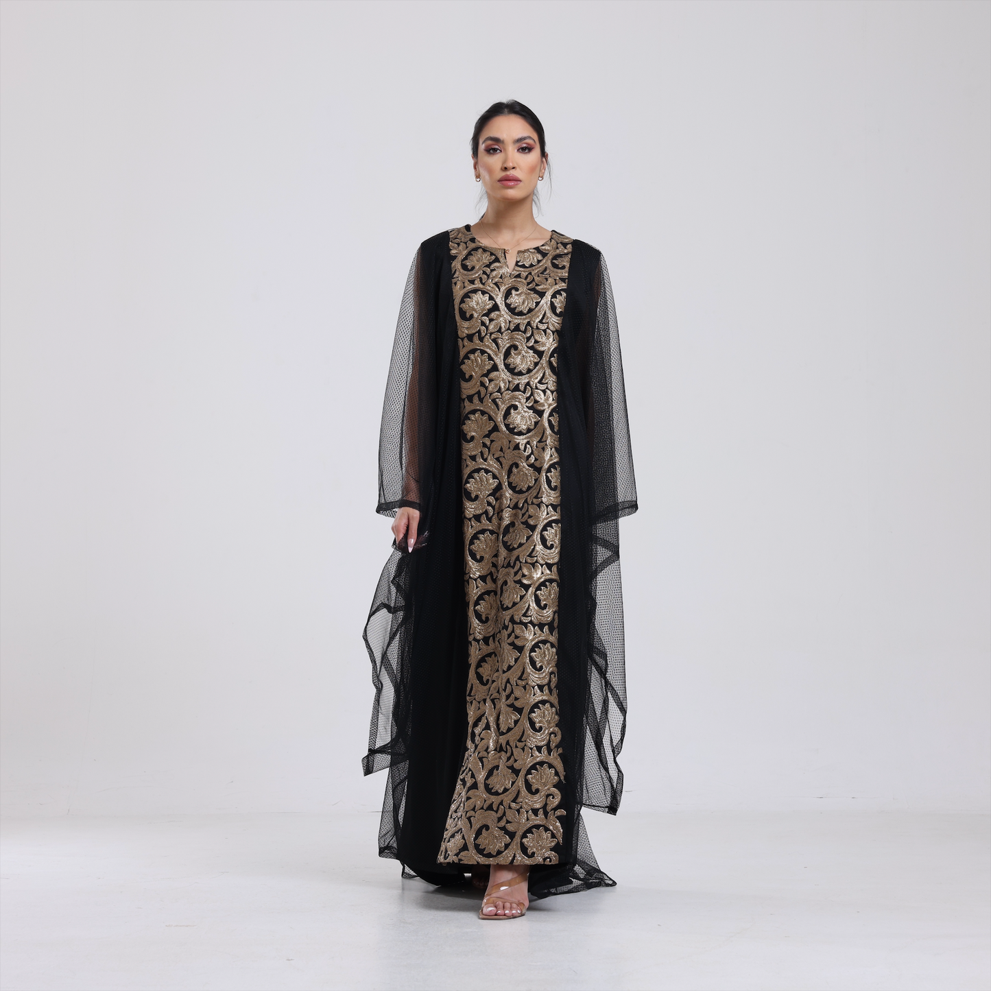 DALSH DESIGNS - Bat-Winged Kaftan with Gold Embroidery