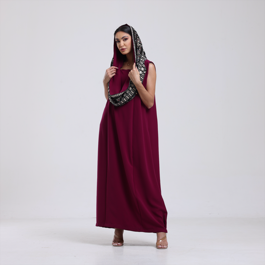 DALSH DESIGNS - Sleeveless Maxi Dress with Embroidered Hood