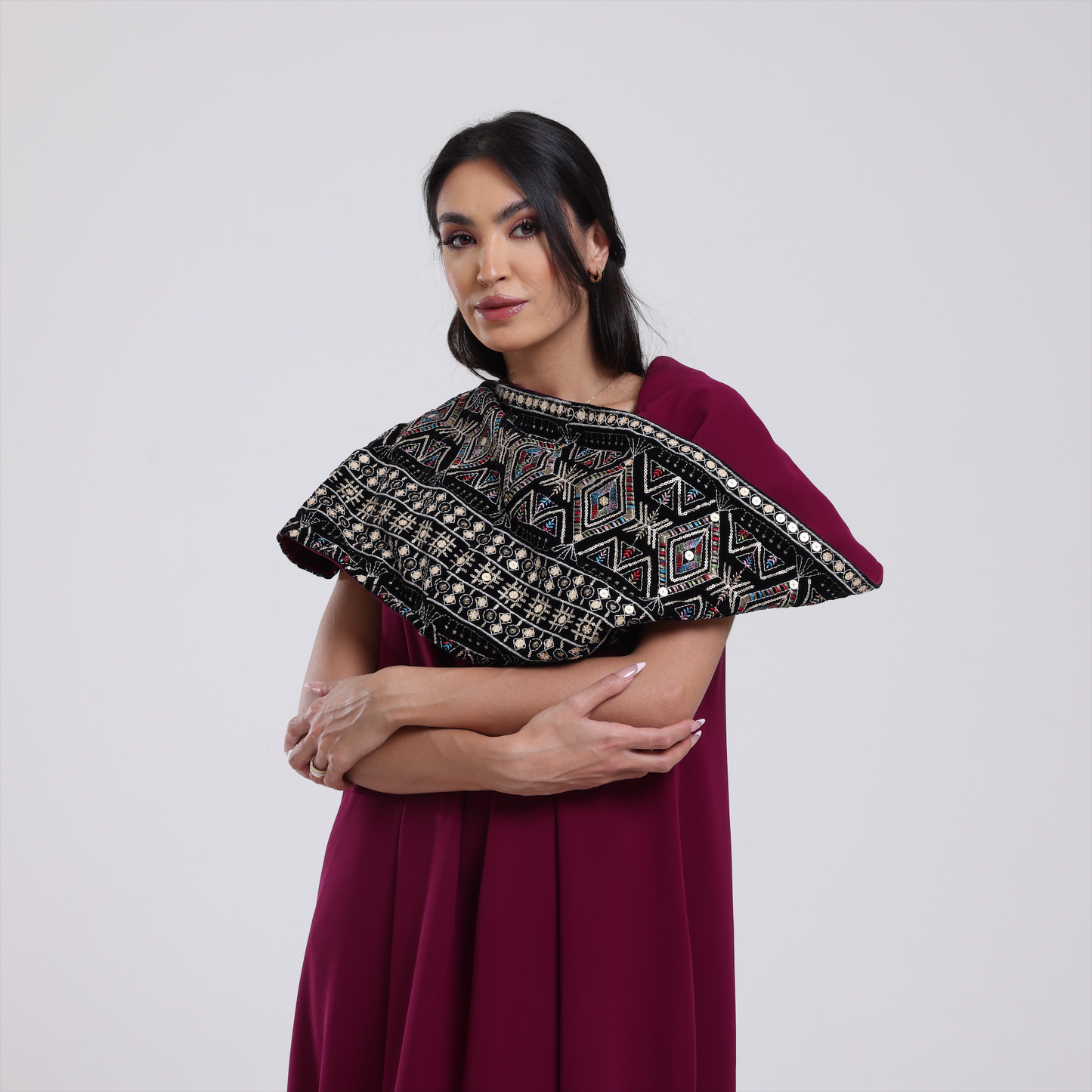 DALSH DESIGNS - Sleeveless Maxi Dress with Embroidered Hood