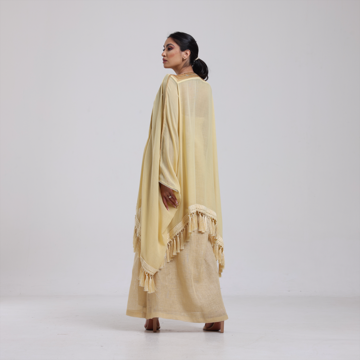 DALSH DESIGNS - Cape-Dress Ensemble with Saudi Bisht-Inspired Embroidery