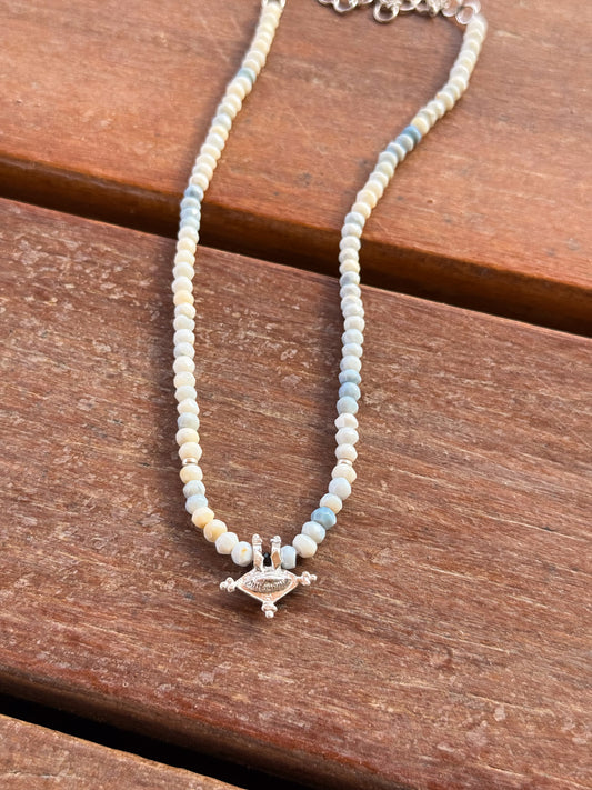 BY RAHINA - Hirz Sterling Silver & Blue Opal Gemstone Necklace