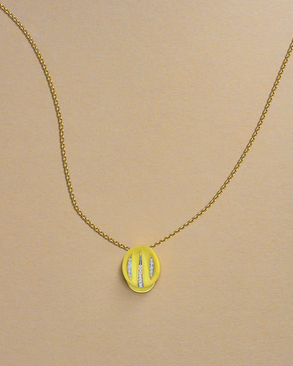 The Soul Of - "Enamel" Yellow enamel and white diamonds necklace