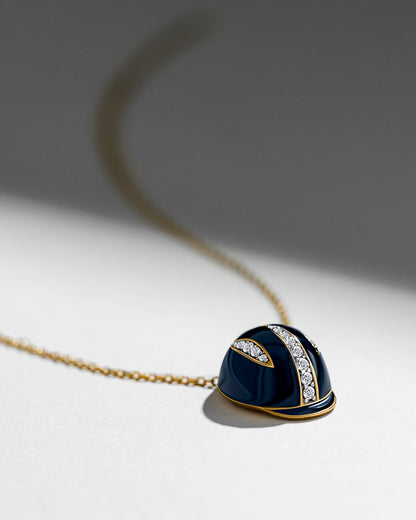 The Soul Of - "Enamel" Black enamel and white diamonds necklace