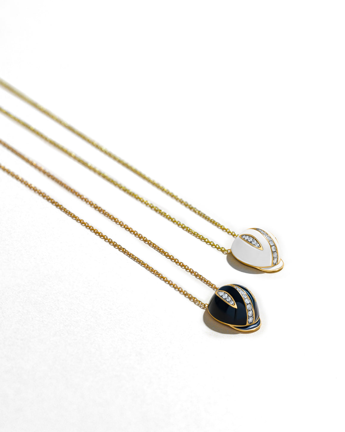 The Soul Of - "Enamel" Black enamel and white diamonds necklace