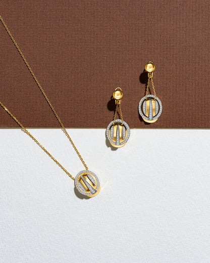 The Soul Of - Hard hat gold earrings with white diamonds