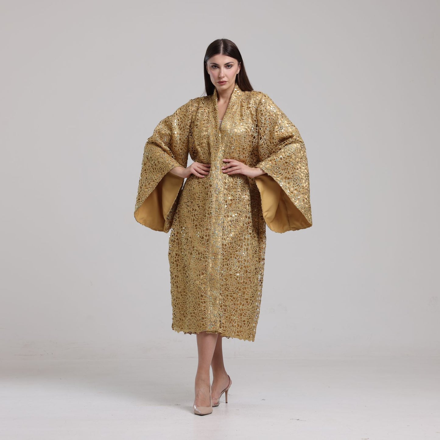 LA REINE - Gold Guipure Lace Kimono
