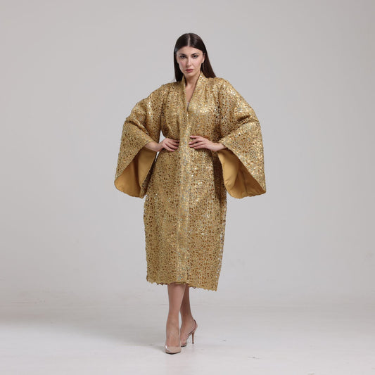 LA REINE - Gold Guipure Lace Kimono