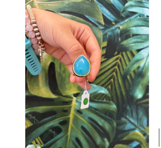 TREASURES OF BRAZIL - TerraFusion Gems Everyday Joys Blue Sky Agate Adjustable Cuff Ring