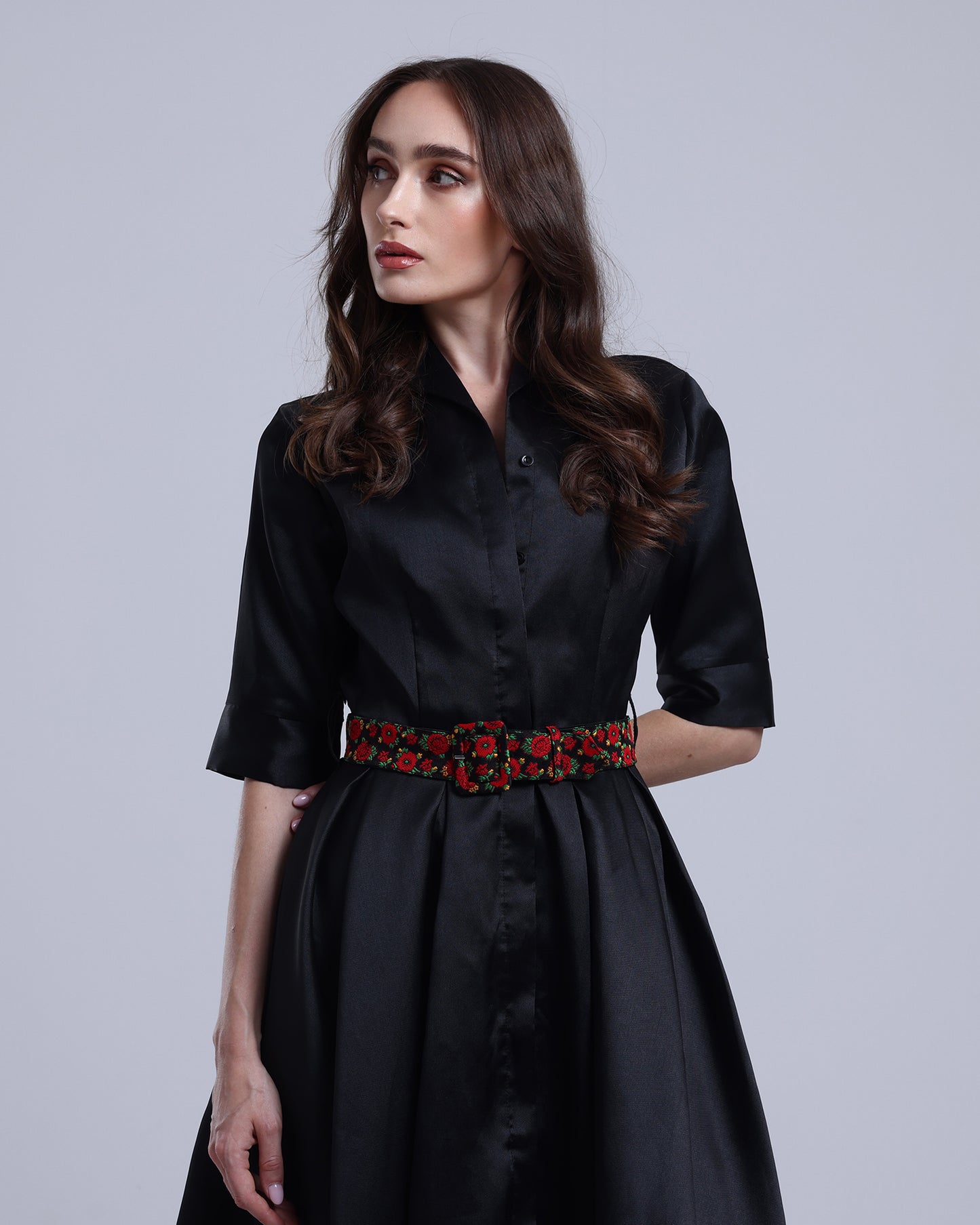 LA REINE - Belted Mikado Midi Dress