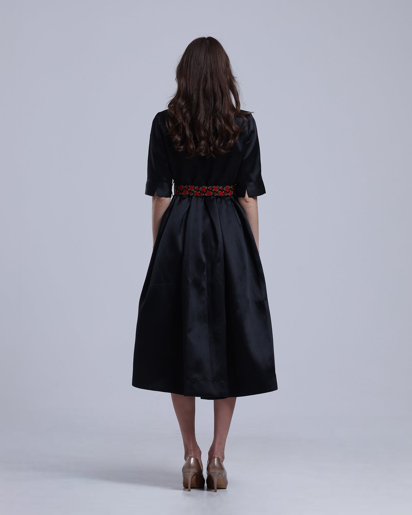 LA REINE - Belted Mikado Midi Dress
