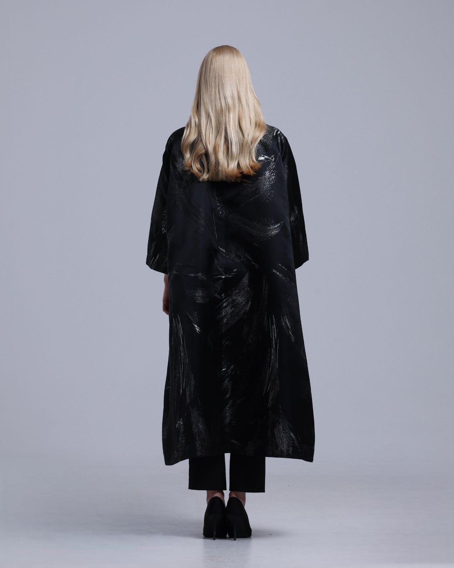 LA REINE - Black Metallic Jacquard  Coat