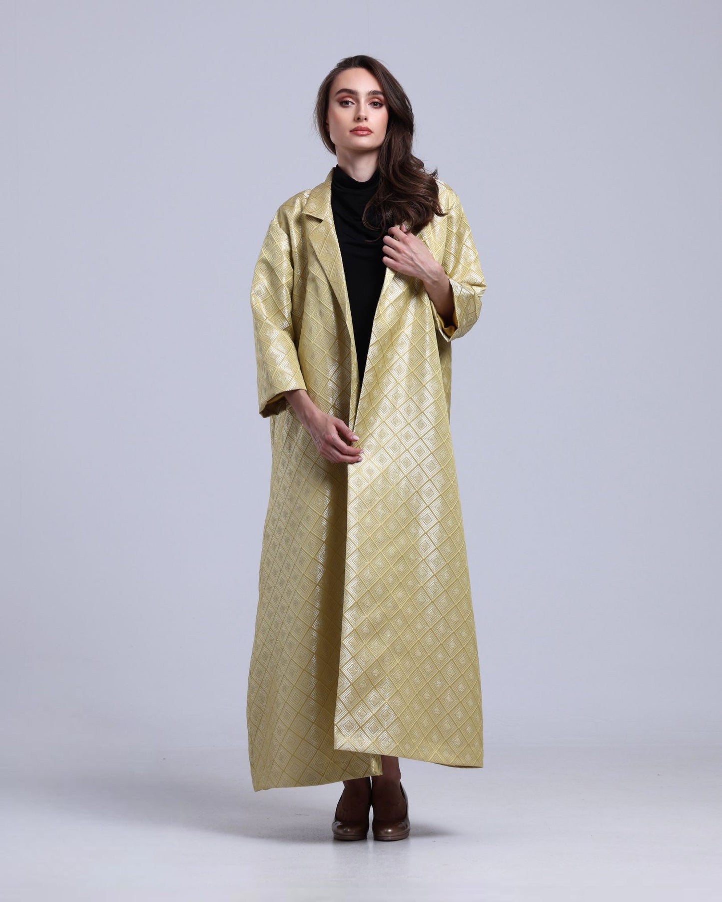 LA REINE - Gold Brocade Longline Coat
