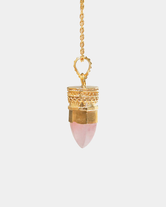 BY RAHINA - 21k Gold Plated Sterling Silver Resistance Rose Quartz Necklace