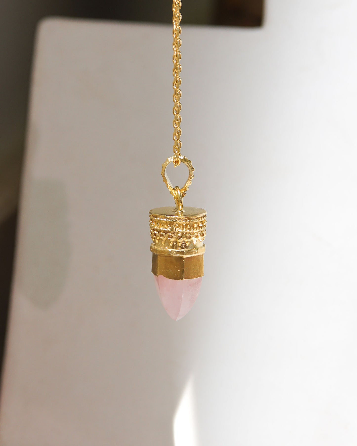 BY RAHINA - 21k Gold Plated Sterling Silver Resistance Rose Quartz Necklace
