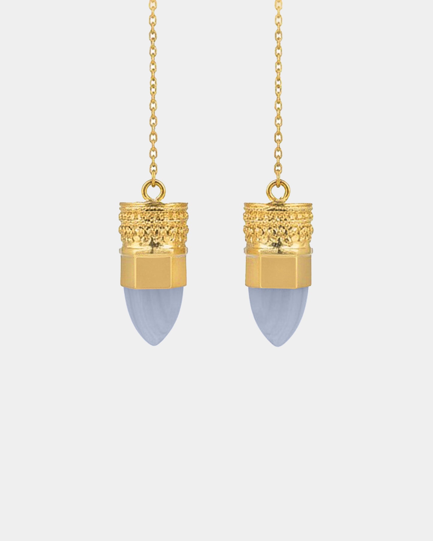 BY RAHINA - 21K Gold Plated Sterling Silver Resistance Blue Lace Agate earrings