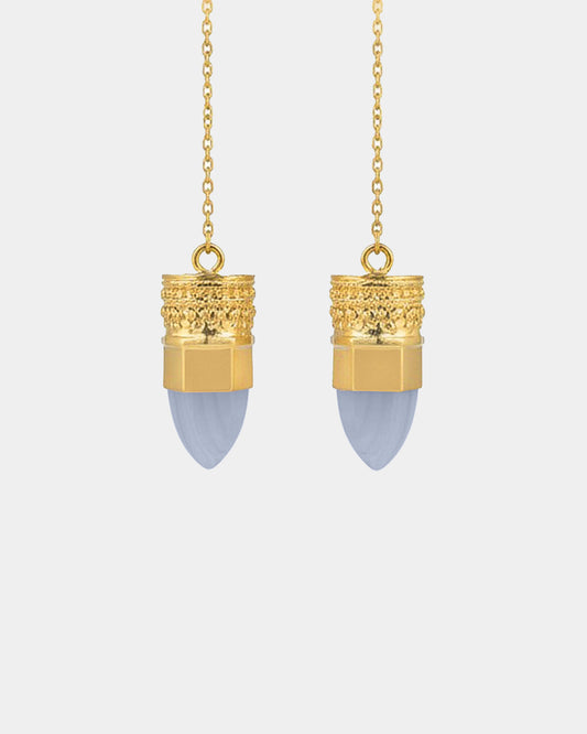 BY RAHINA - 21K Gold Plated Sterling Silver Resistance Blue Lace Agate earrings