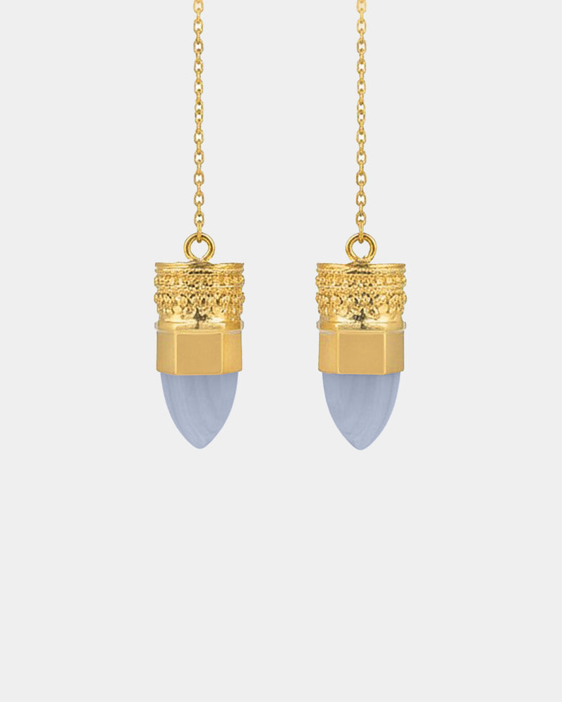 BY RAHINA - 21K Gold Plated Sterling Silver Resistance Blue Lace Agate earrings