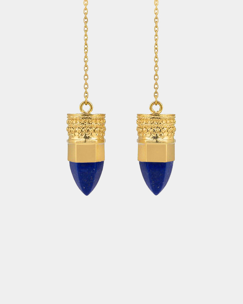 BY RAHINA - 21K Gold Plated Sterling Silver Resistance Lapis Lazuli earrings