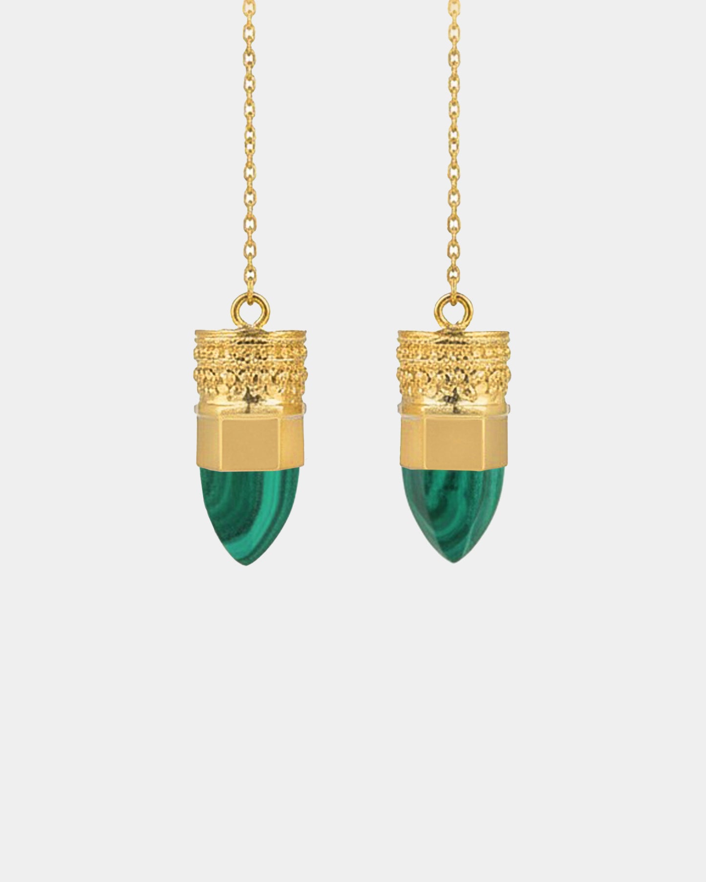 BY RAHINA - 21K Gold Plated Sterling Silver Resistance Malachite Earrings