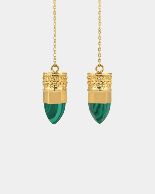 BY RAHINA - 21K Gold Plated Sterling Silver Resistance Malachite Earrings