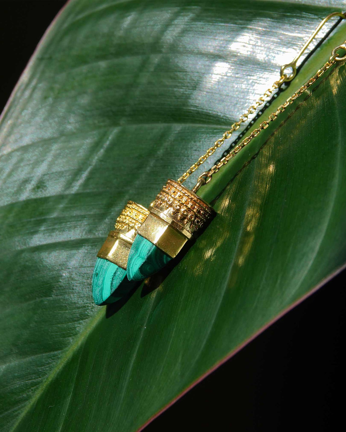 BY RAHINA - 21K Gold Plated Sterling Silver Resistance Malachite Earrings
