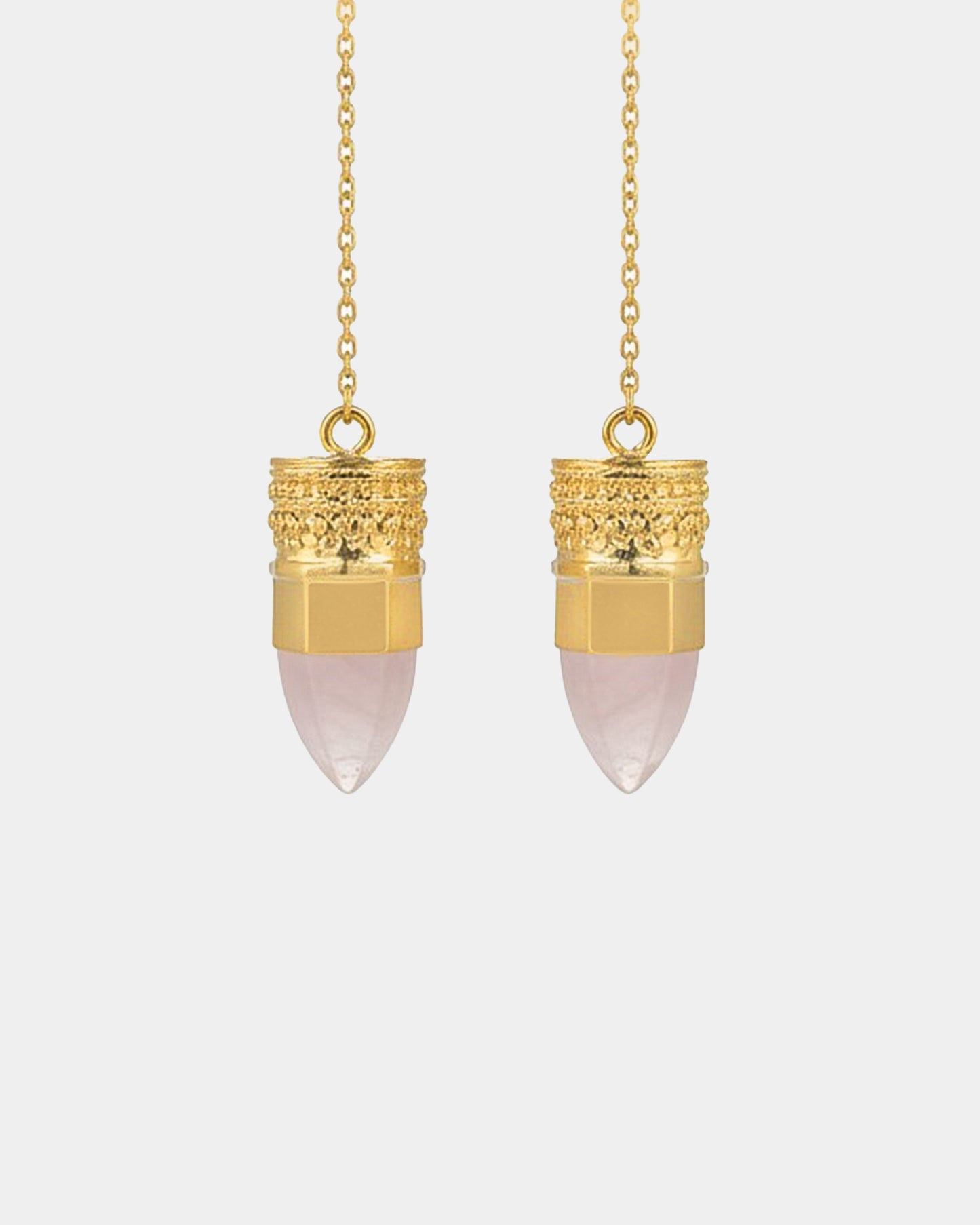 BY RAHINA - 21K Gold Plated Sterling Silver Resistance Rose Quartz earrings