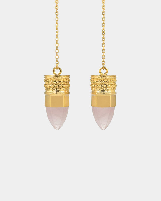 BY RAHINA - 21K Gold Plated Sterling Silver Resistance Rose Quartz earrings