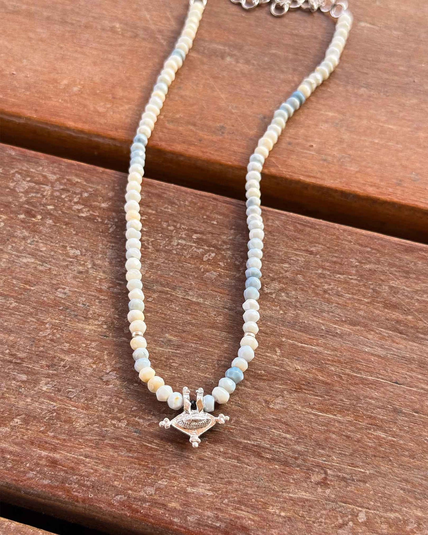 BY RAHINA - Hirz Sterling Silver & Blue Opal Gemstone Necklace
