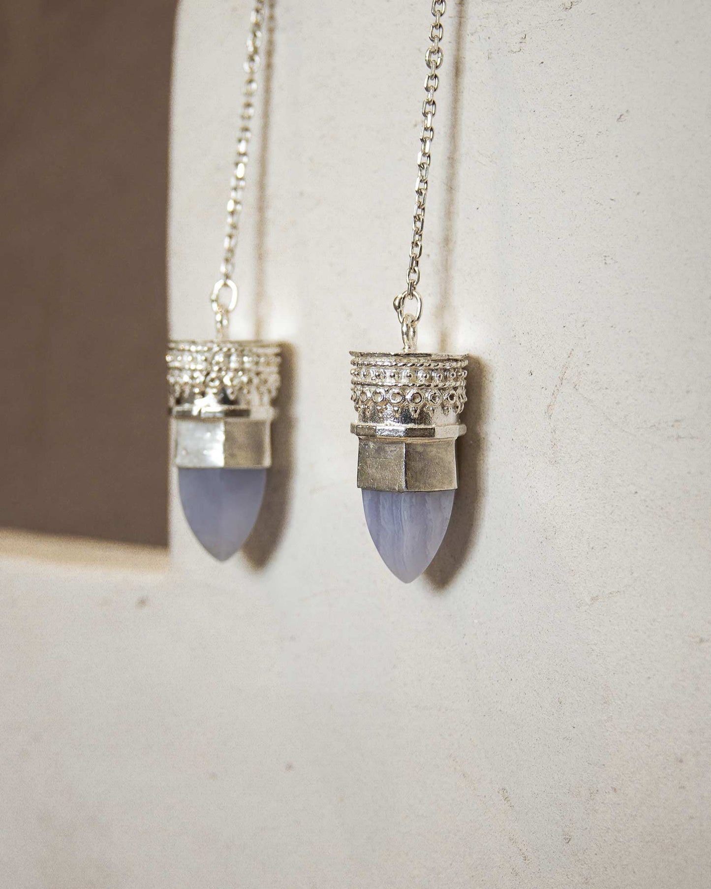 BY RAHINA - Sterling Silver Resistance Blue Lace Agate earrings