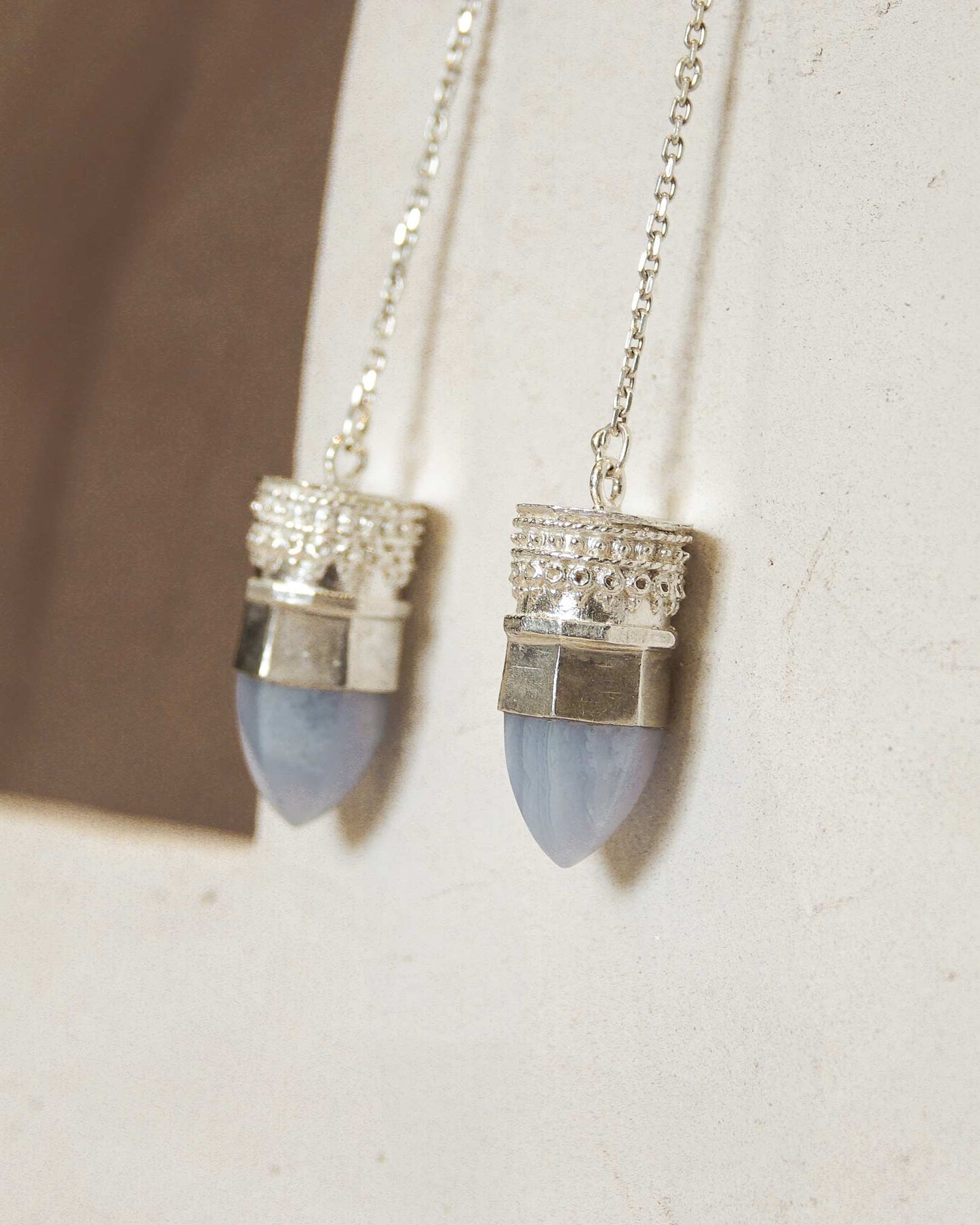 BY RAHINA - Sterling Silver Resistance Blue Lace Agate earrings