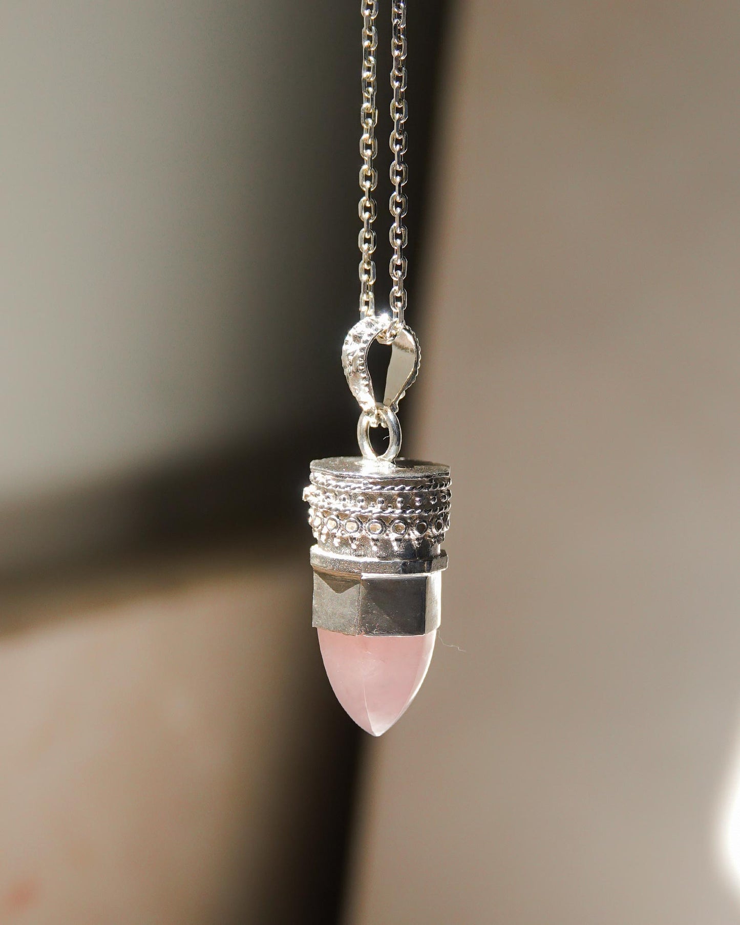 BY RAHINA - Sterling Silver Resistance Rose Quartz Necklace