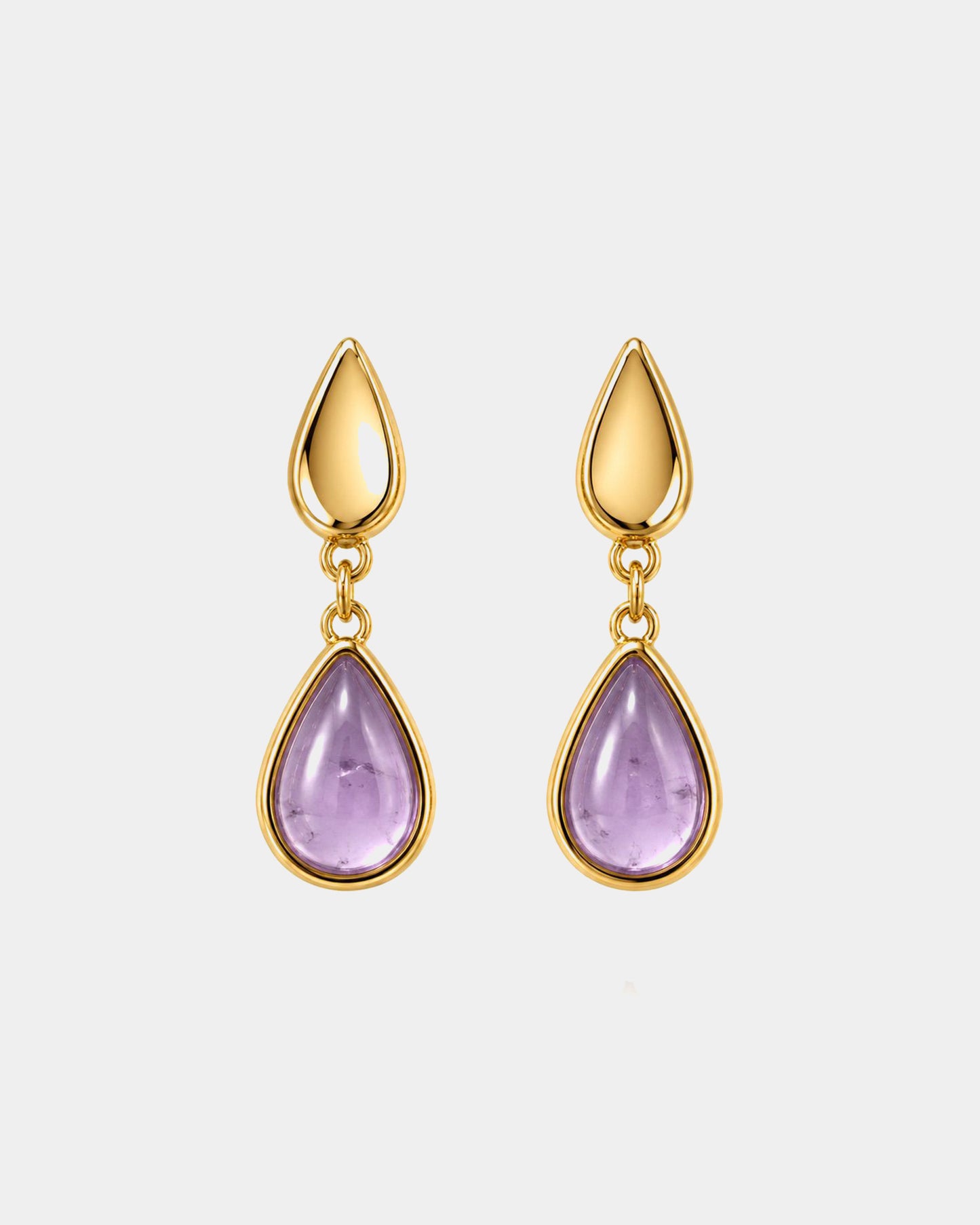TREASURES OF BRAZIL - Colours of Brazil Luna Bold Teardrop Stud Earrings - Amethyst Stone