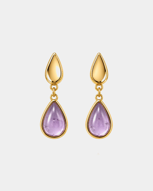 TREASURES OF BRAZIL - Colours of Brazil Luna Bold Teardrop Stud Earrings - Amethyst Stone