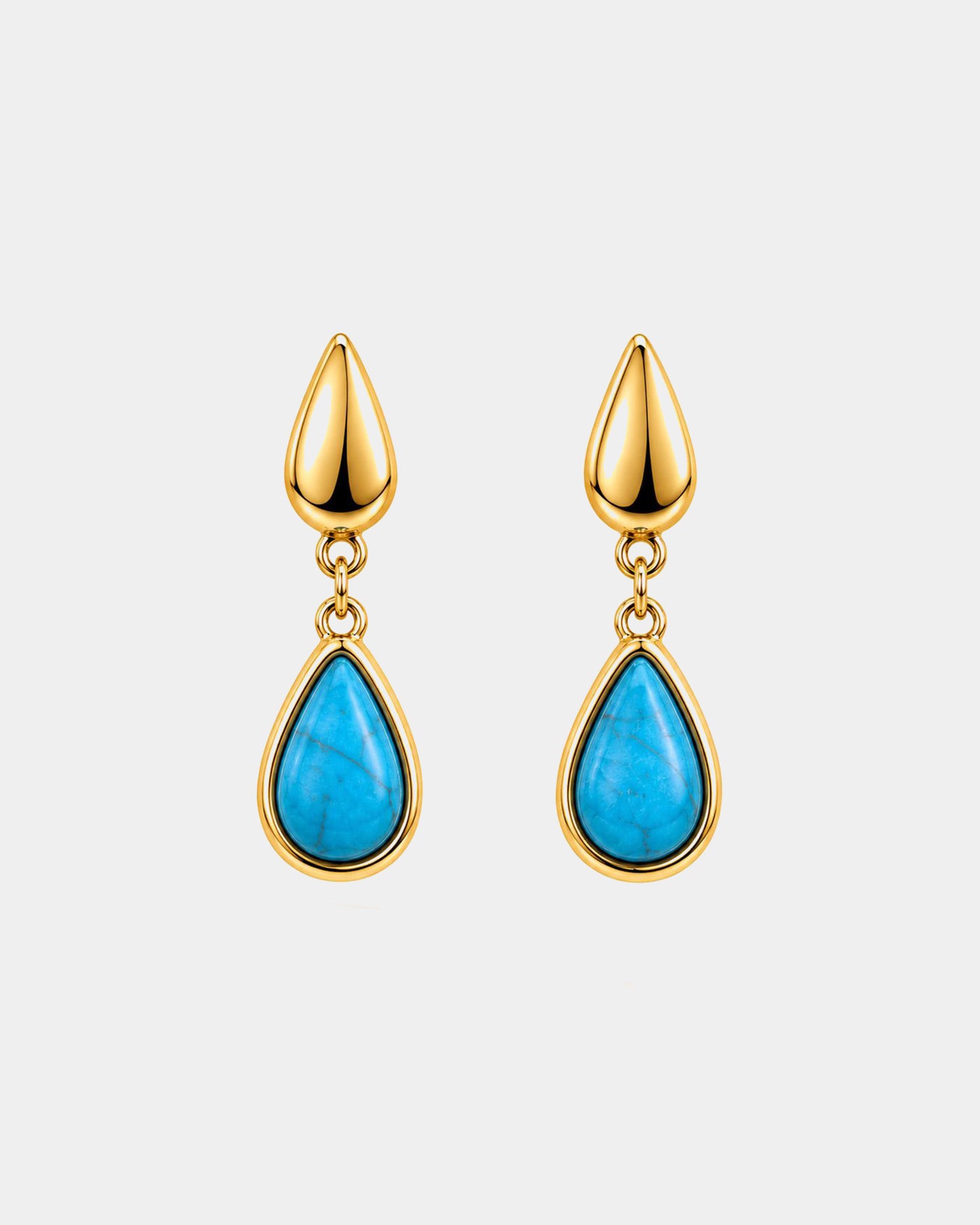 TREASURES OF BRAZIL - Colours of Brazil Luna Bold Teardrop Stud Earrings - Turquoise Stone
