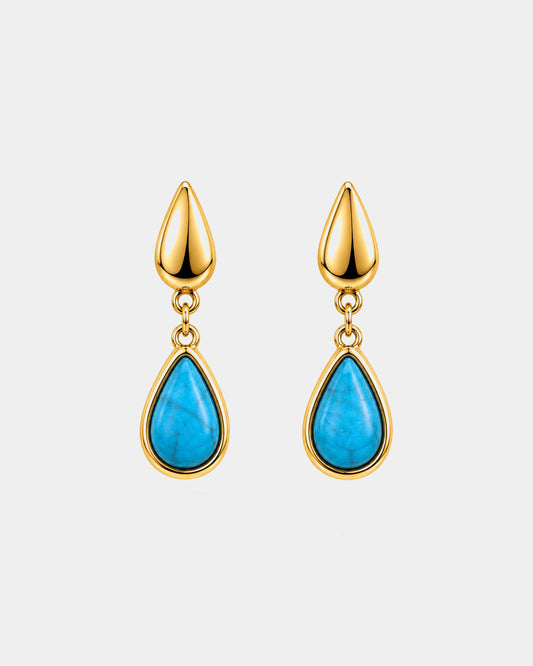 TREASURES OF BRAZIL - Colours of Brazil Luna Bold Teardrop Stud Earrings - Turquoise Stone