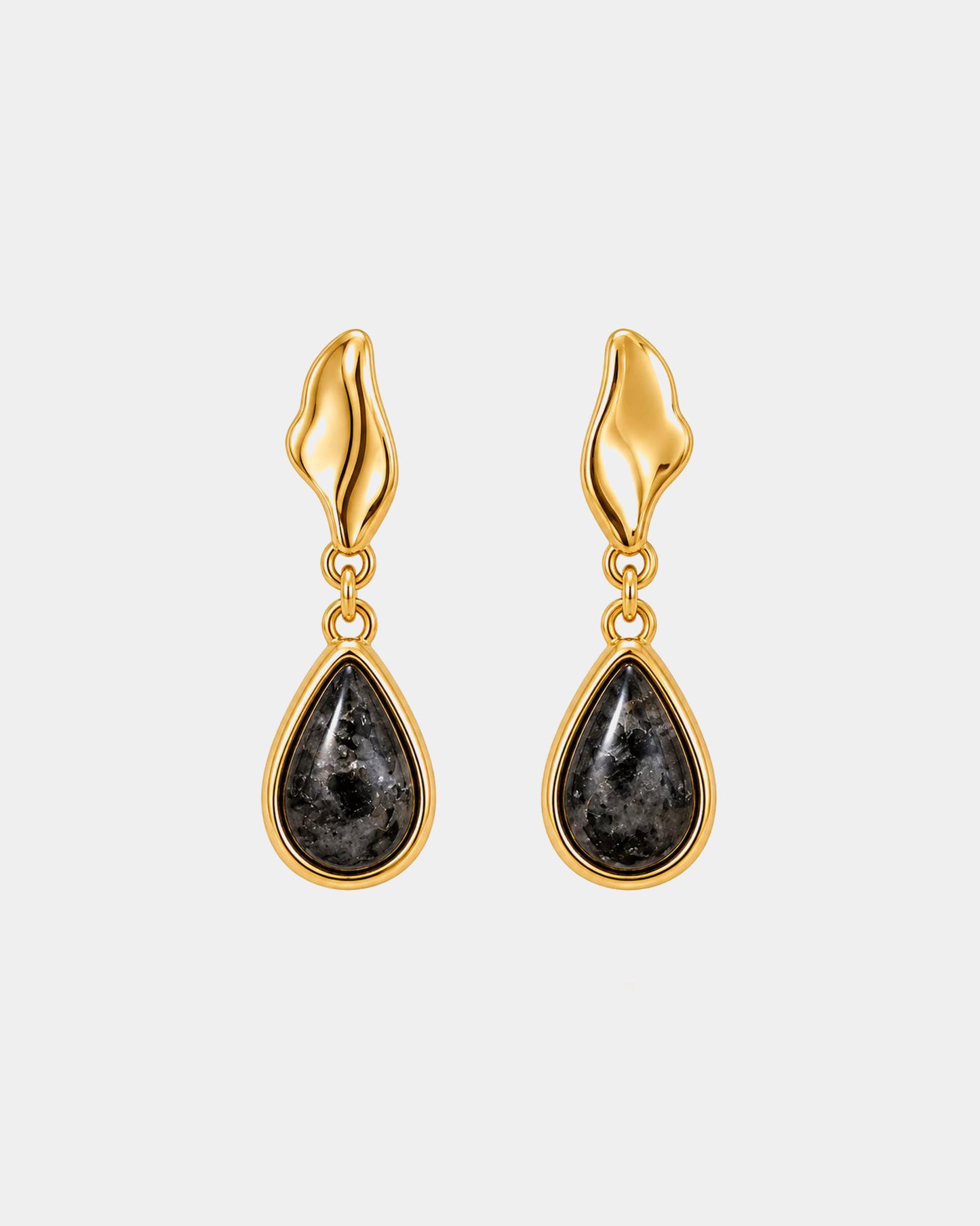 TREASURES OF BRAZIL - Colours of Brazil Luna Drop Fluid Stud Earrings - Labradorite Stone