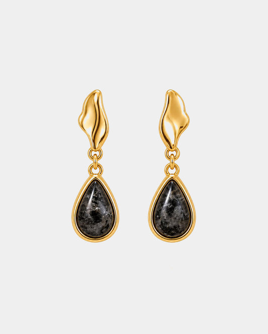 TREASURES OF BRAZIL - Colours of Brazil Luna Drop Fluid Stud Earrings - Labradorite Stone