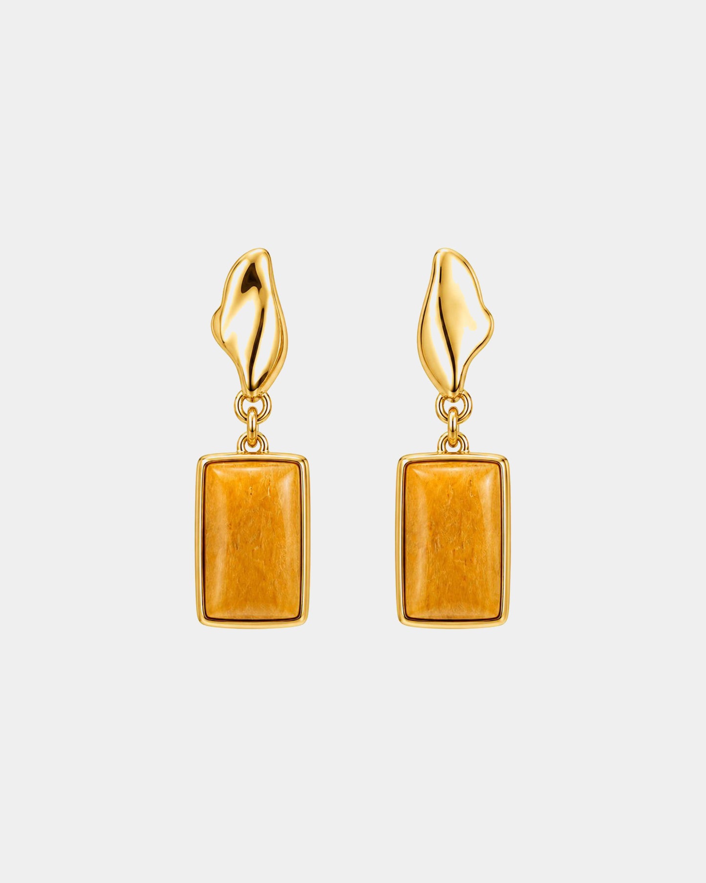 TREASURES OF BRAZIL - Colours of Brazil Lina Drop Fluid Stud Earrings - Yellow Amazonite Stone