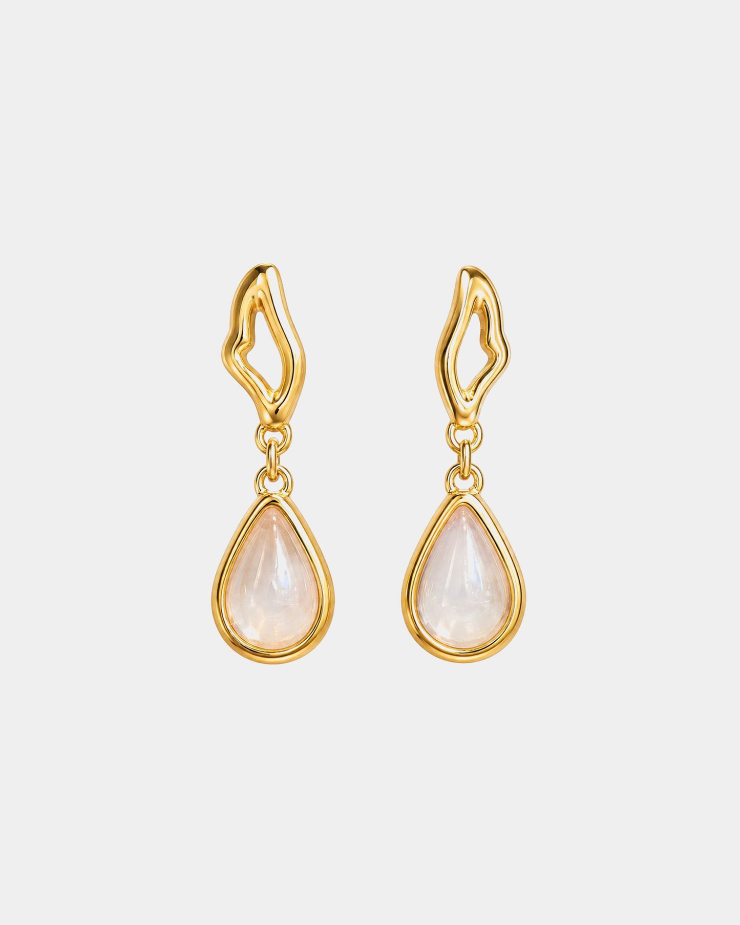 TREASURES OF BRAZIL - Colours of Brazil Luna Drop Frame Stud Earrings - Moonstone
