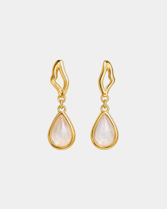 TREASURES OF BRAZIL - Colours of Brazil Luna Drop Frame Stud Earrings - Moonstone