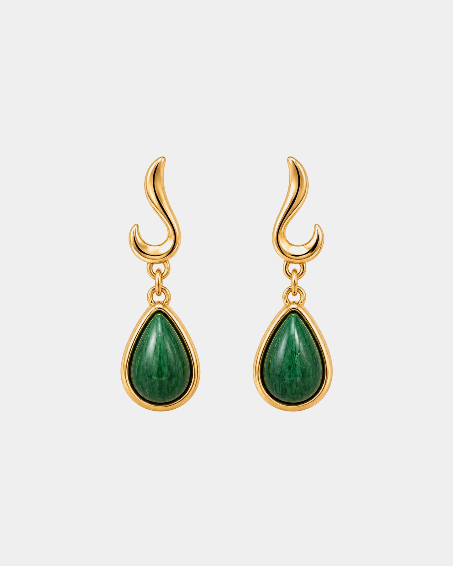 TREASURES OF BRAZIL - Colours of Brazil Luna Wave Stud Earrings - Green Amazonite Stone