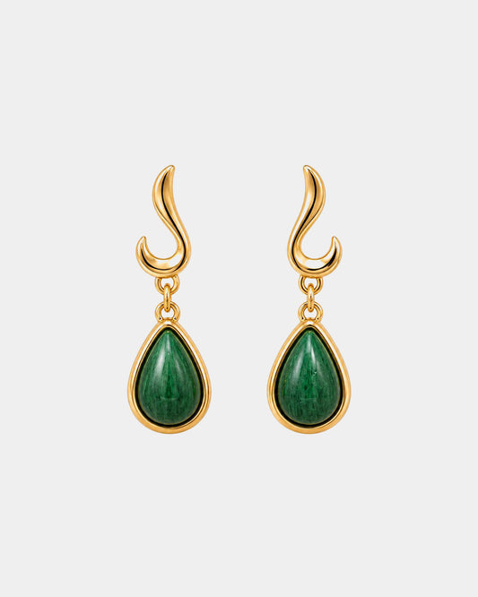 TREASURES OF BRAZIL - Colours of Brazil Luna Wave Stud Earrings - Green Amazonite Stone