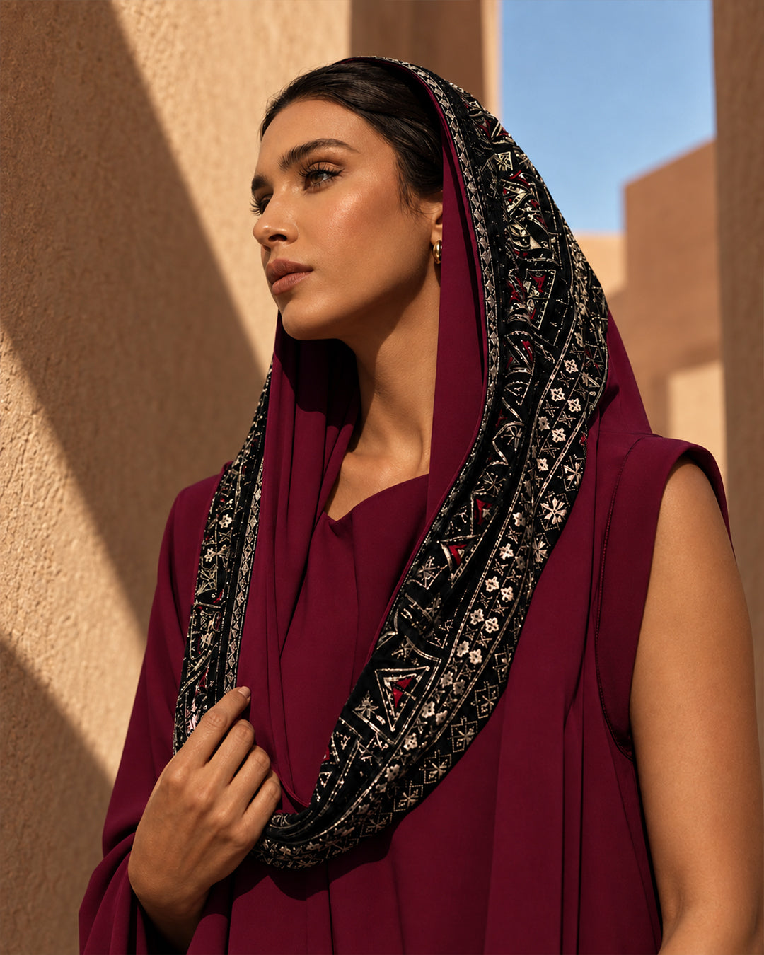 DALSH DESIGNS Sleeveless Maxi Dress with Embroidered Hood