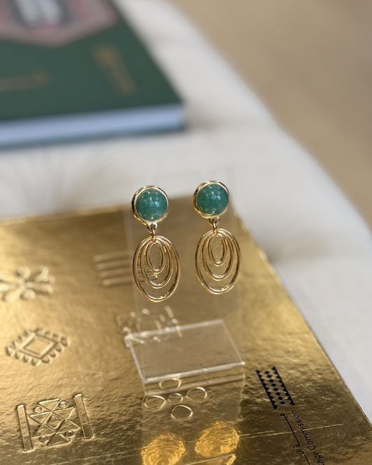 TREASURES OF BRAZIL - Handcrafted 18k Gold Plated with natural Green Quartz Stone