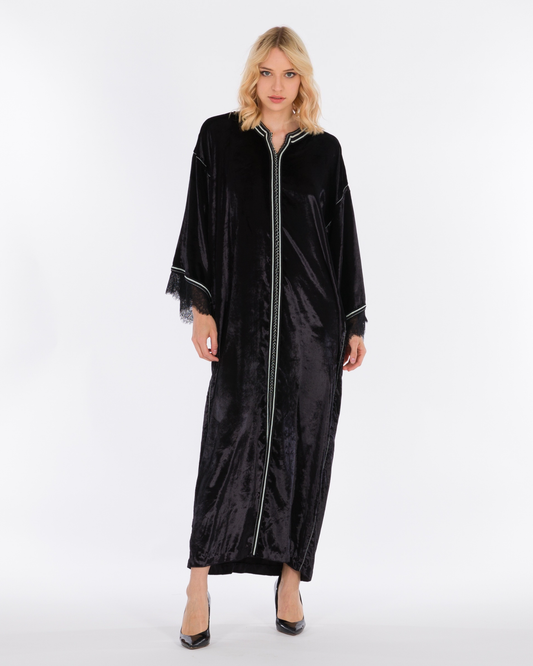 YARAKECH - Embroidered Black Moroccan Kaftan