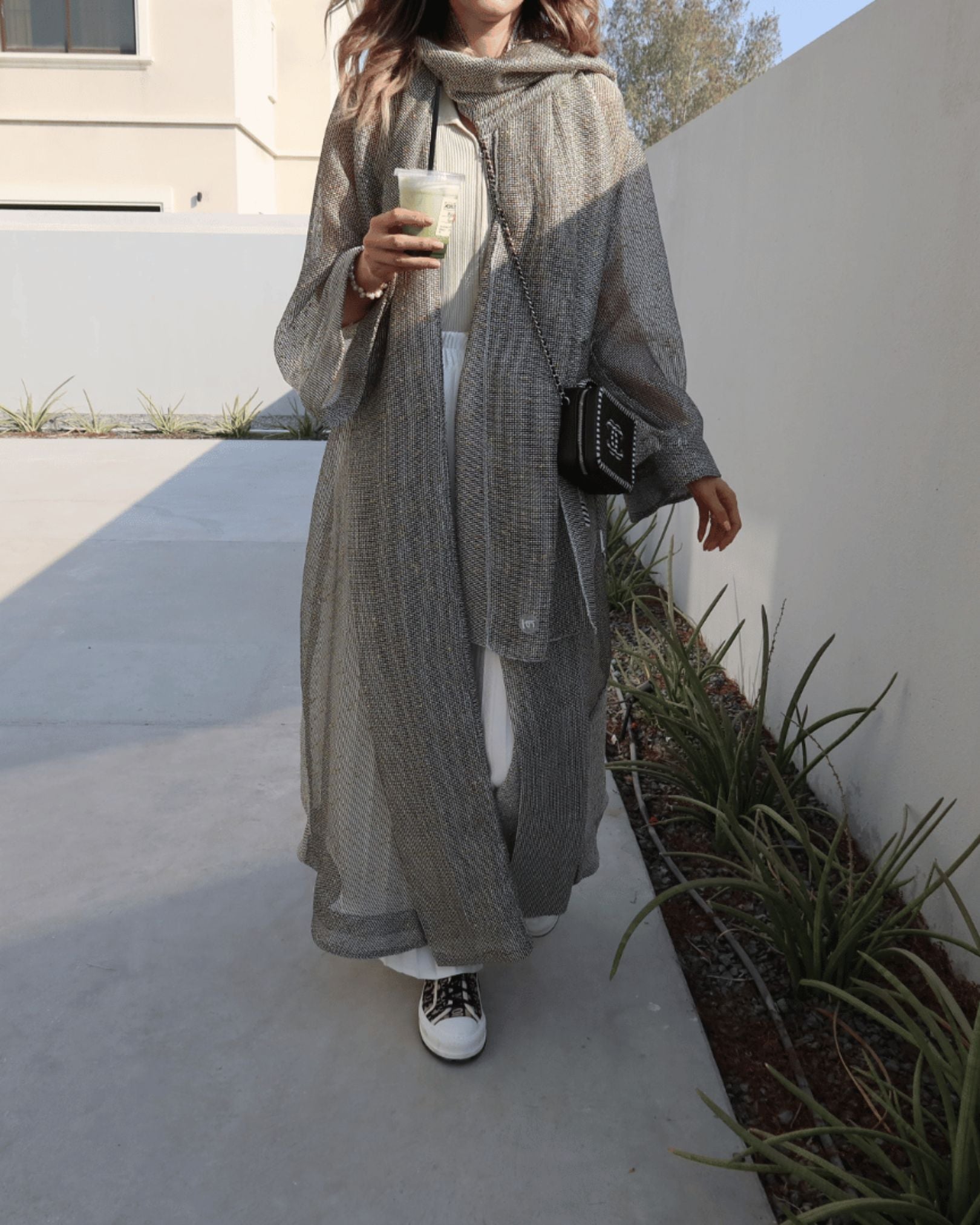 Shine Grey Abaya by Flounge